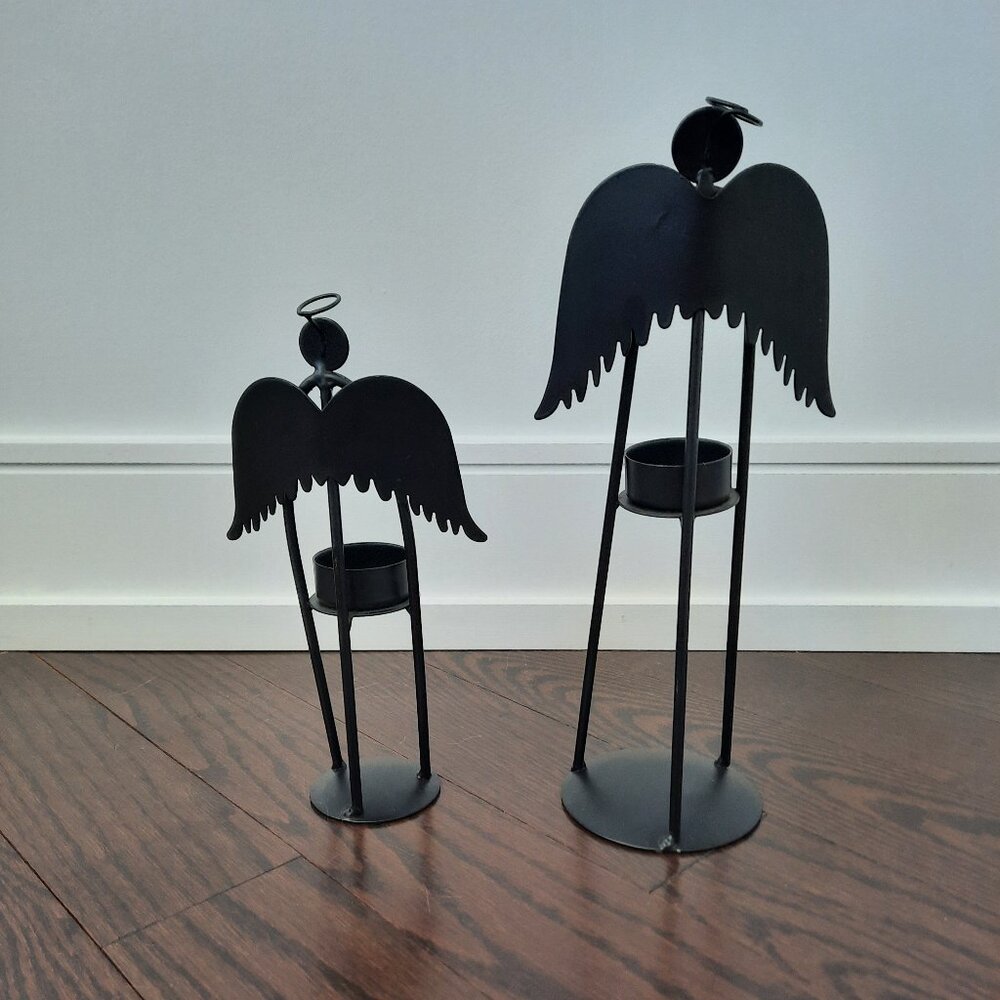 New! Set of 2 angel candle holders
